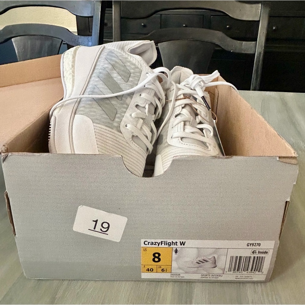 Adidas Crazyflight Shoes White Silver Metallic & Grey Color-way S 8 GY9270 - Picture 16 of 16